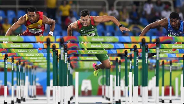 Rio de Janeiro, 2016. augusztus 17.
Baji Balázs a Rio de Janeiró-i nyári olimpiai férfi 110 méteres gátfutásának elõdöntõjében az Olimpiai Stadionban 2016. augusztus 16-án.
MTI Fotó: Czeglédi Zsolt