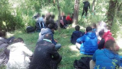 42 illegális migráns Battonyánál. Fotó forrás: police.hu