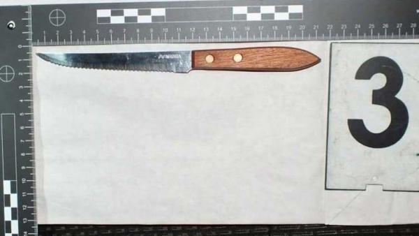 Ezzel a késsel próbálta megámadni a gyanúsított a fiatal férfit. Fotó: police.hu