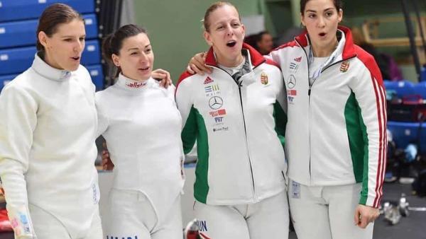 A Szabó Rékával (jobb szélen) felálló magyar csapat nyolcadik lett Észtországban (Fotó: Magyar Vívó Szövetség)