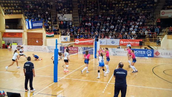 Sima győzelemmel kezdték a csabai lányok (rózsaszín-kékben) a bajnokságot (Fotó: VD)