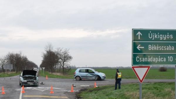 Baleset Gerendásnál. Fotó: police.hu
