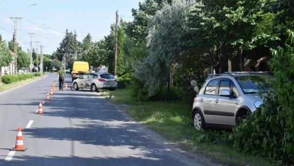 Baleset Gyulán. Fotó: police.hu