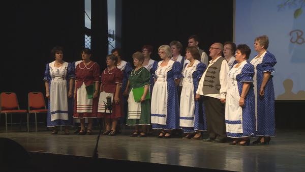 A jubileumi eseményre Békés megyéből érkeztek együttesek, akik népdalcsokrokkal szórakoztatták az érdeklődőket a Csabagyöngye Kulturális Központ hangversenytermében. Fotó: Barna Tamás