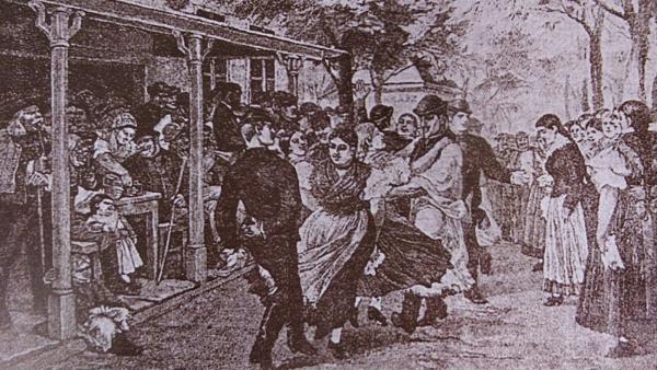 Ligeti mulatság, ahogyan Jankó János látta. Fotó: Békéscsaba Széchenyi ligete