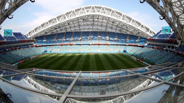 Halszemoptikával készített felvétel a szocsi Fist Stadionról (MTI/EPA/Friedemann Vogel)