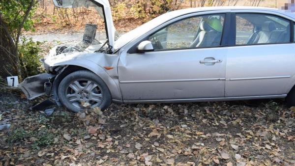 Baleset Szarvas és Csabacsűd között, az autó fának csapódott. Fotó: police.hu