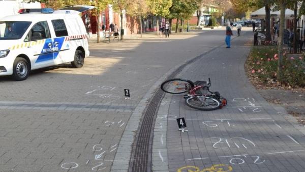 Kerékpáros baleset Gyulán, 2018.11.13-án. Fotó: police.hu