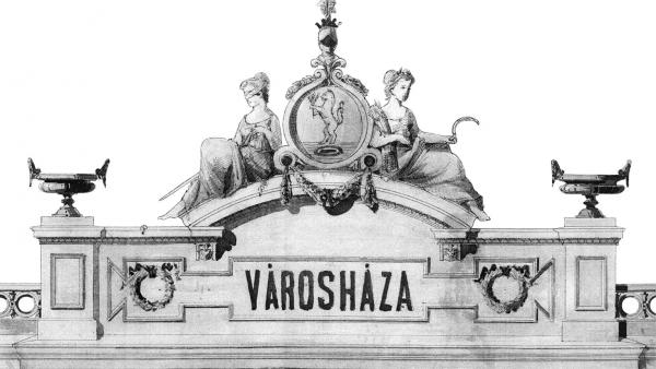 Themis és Ceras allegórikus szobra a városháza felett