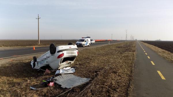 Baleset Békéscsabánál. Fotó: police.hu
