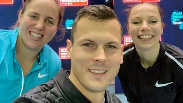 Márton Anita, Baji Balázs és Kozák Luca a lengyel versenyen. Fotó: KOPP Békéscsabai Atlétikai Club