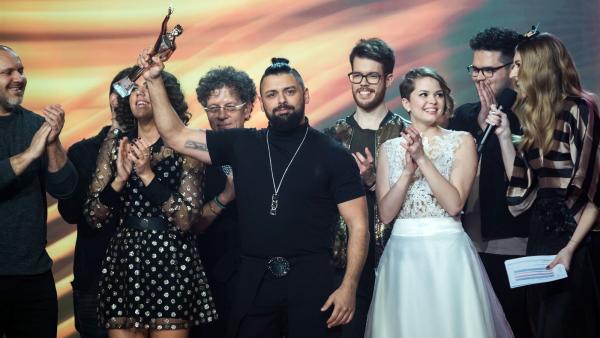 A szakmai zsűri által legjobbnak ítélt négy produkicó közül Pápai Joci került ki győztesen (MTI/Mohai Balázs)