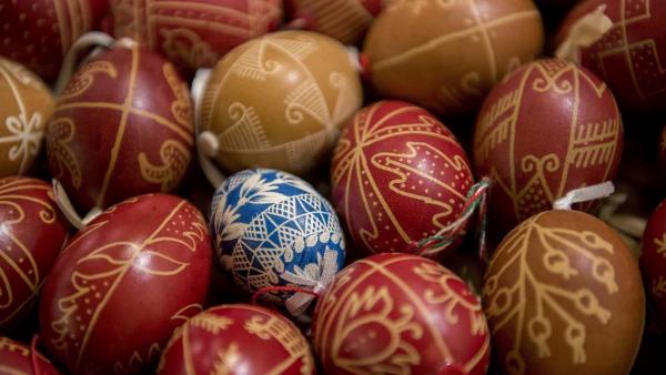 Hímes tojások a zengõvárkonyi Míves tojás múzeumban 2019. április 16-án.
MTI/Sóki Tamás