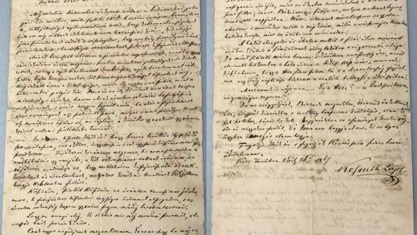 Kossuth Lajos békéscsabaiakhoz írt levele a szerencsi Zemplén Múzeumban található