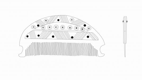 Rekonstruált fésű, Máthé Genovéva és Pribojszki Klára rajza