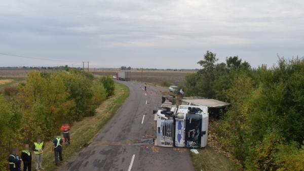 Baleset Gyomaendrődnél 2019.09.23.-én. Fotó: Police.hu
