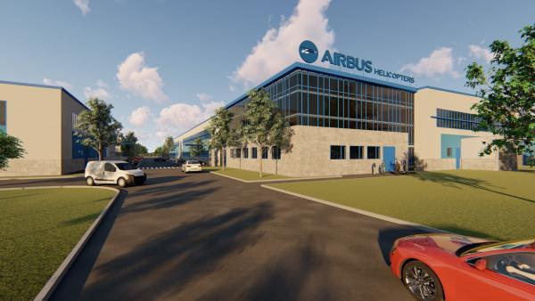 Az Airbus új, gyulai gyárának látványterve. Forrás: Facebook