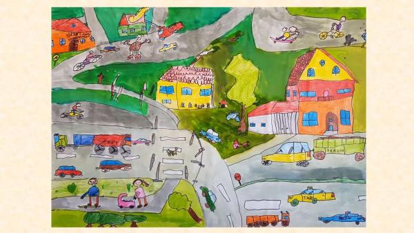 Így közlekedtek Ti! rajzpályázat egyik díjazottja. Forrás: police.hu