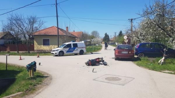 Baleset Füzesgyarmaton, 2020.04.12.-én. Fotó: police.hu