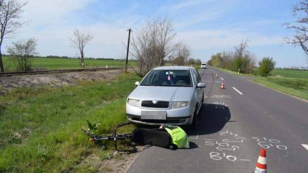 Baleset Tótkomlós külterületén 2020.04.18.-án. Fotó: police.hu