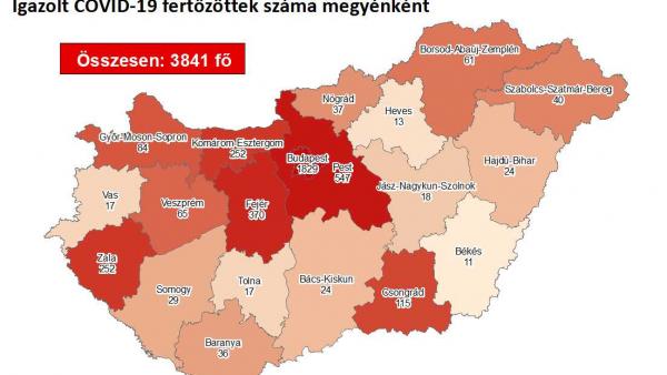 Koronavírus térkép 2020.05.29.-én. Fotó: koronavirus.gov.hu