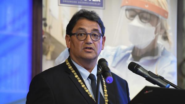 Merkely Béla, a Semmelweis Egyetem rektora beszél az egyetem vezetésével májusban végzett H-UNCOVER országos reprezentatív koronavírus-szűrés (COVID-19) végleges eredményéről tartott sajtótájékoztatón Fotó forrás: MTI/Kovács Tamás