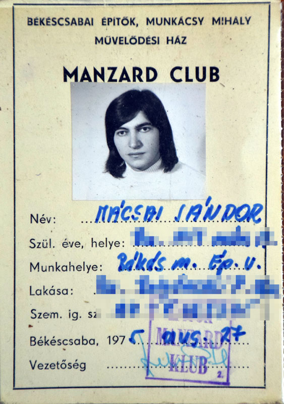 Mácsai Sándor Manzárd Clubos tagságija