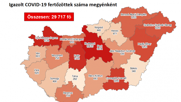 Koronavírus térkép 2020.10.03-án. Fotó: koronavirus.gov.hu
