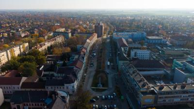 Békéscsaba belváros, drónfelvétel (behir.hu)