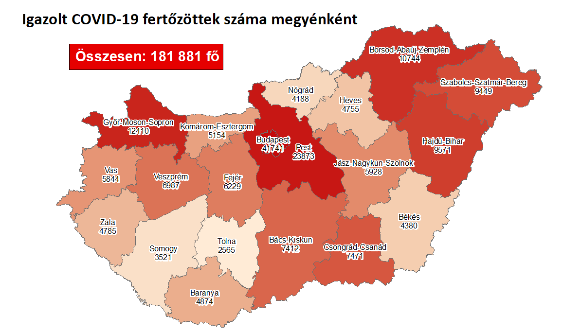 Koronavírus-térkép 2020.11.24.-én. Forrás: koronavirus.gov.hu