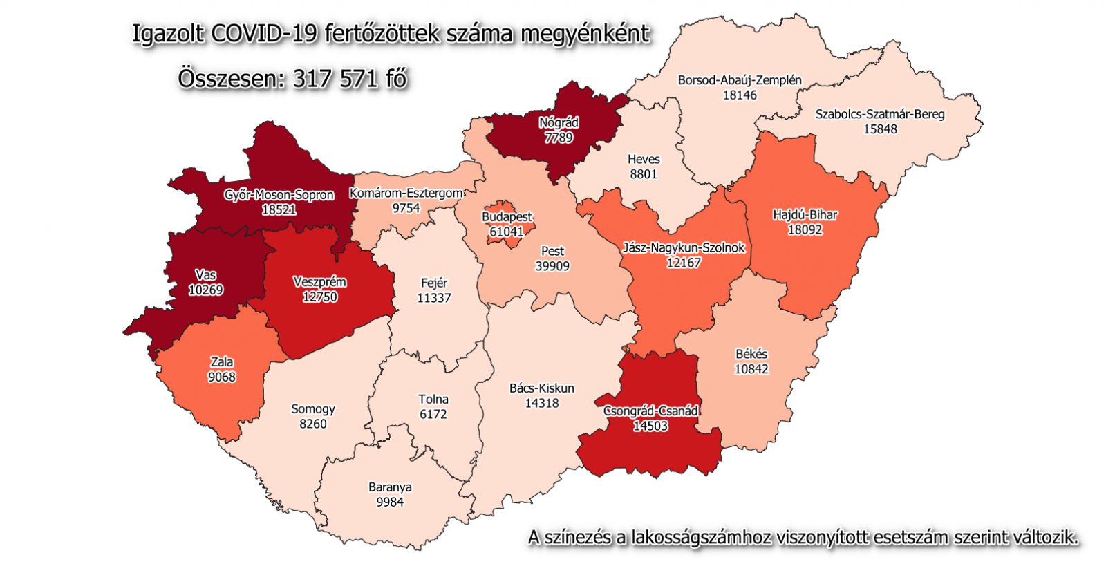 Koronavírus-térkép 2020.12.29.-én. Forrás: koronavirus.gov.hu