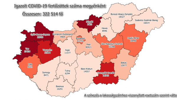 Koronavírus-térkép 2020.12.31.-én. Forrás: koronavirus.gov.hu