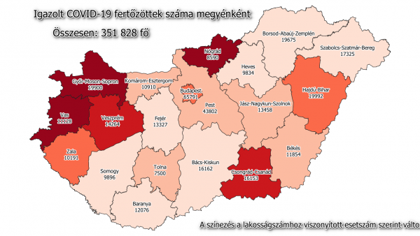 Koronavírus-térkép 2021.01.17.-én. Forrás: koronavirus.gov.hu