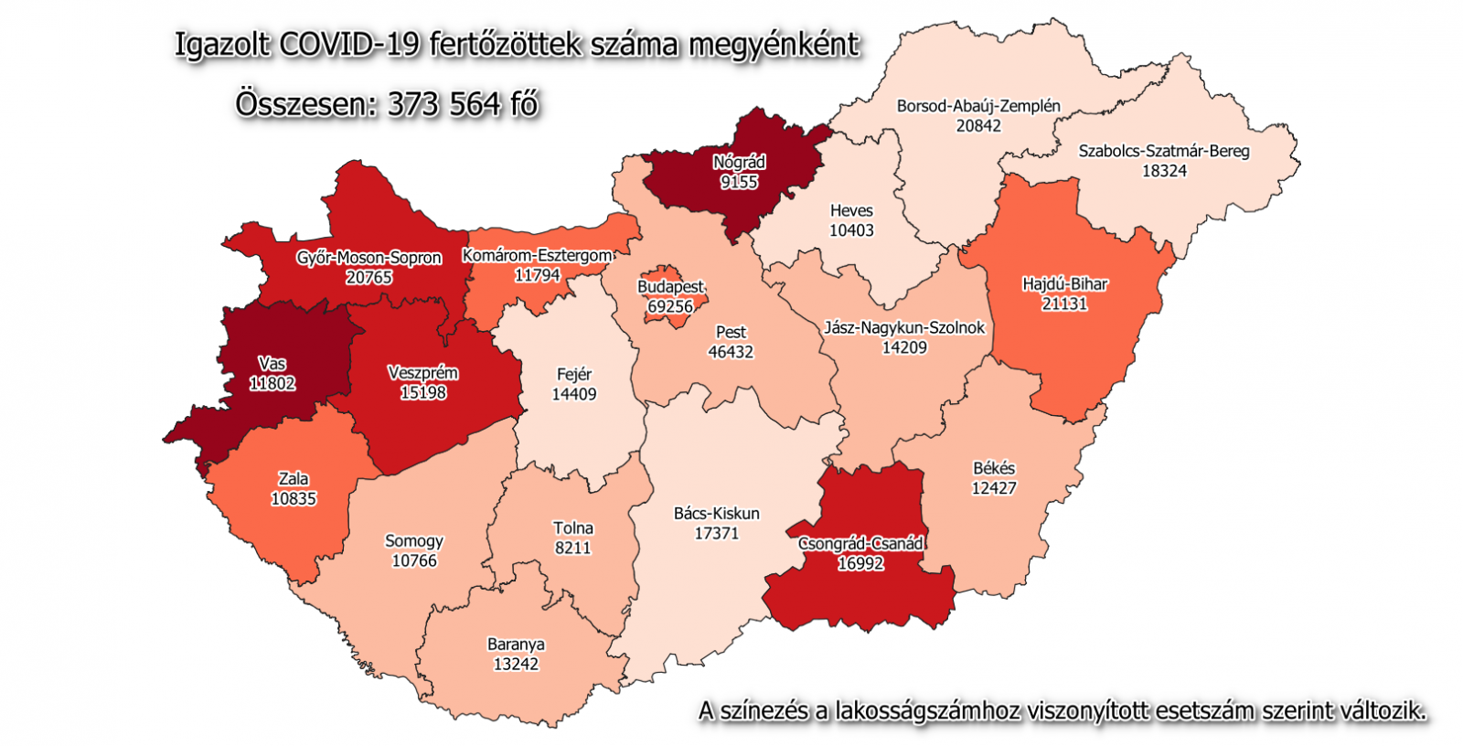 Koronavírus-térkép 2021.02.05.-én. Forrás: koronavirus.gov.hu