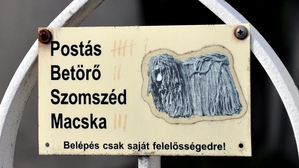 Minden házban, ahol eb lakik, kötelező kitenni a kapura a figyelmeztető táblát – Fotó: behir.hu/Such Tamás