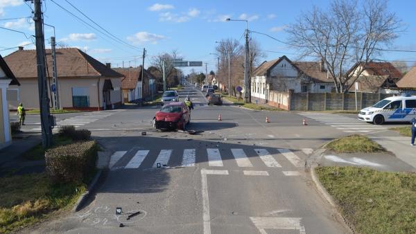 Baleset Orosházán, 2021.03.01.-jén. Forrás: police.hu