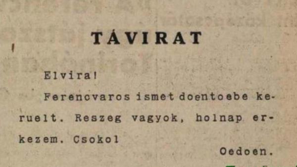 Egy távirat a múltból. (Forrás: helytortenet.com)