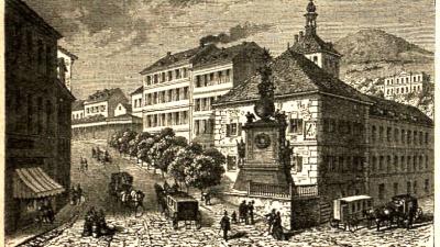 A karlsbadi vásártér és várkút (Vasárnapi Ujság, 1873. augusztus 17.) 