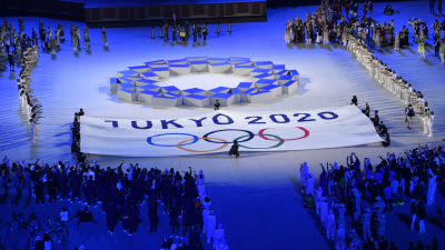 A XXXII. nyári olimpiai játékok nyitóünnepsége a tokiói Olimpiai Stadionban 2021. július 23-án. A világméretű koronavírus-járvány miatt 2021-re halasztották a 2020-as tokiói nyári olimpiát. MTI/Czeglédi Zsolt