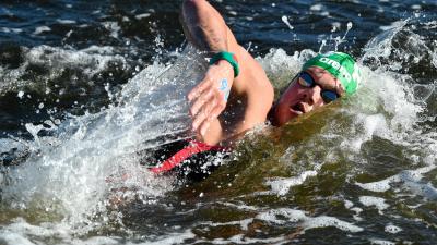 Rasovszky Kristóf a férfi nyíltvízi úszók 10 kilométeres versenyén (Fotó: MTI/ Czeglédi Zsolt)