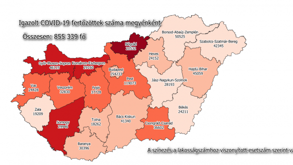 Koronavírus-térkép 2021.10.27.-én. Forrás: koronavirus.gov.hu