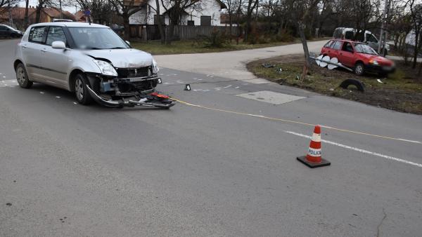 Baleset Békéscsabán 2021.12.23-án. Fotó: police.hu