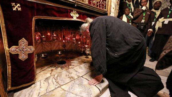 Ez a betlehemi Születés templomának altemplomában található./ Fotó: MTI