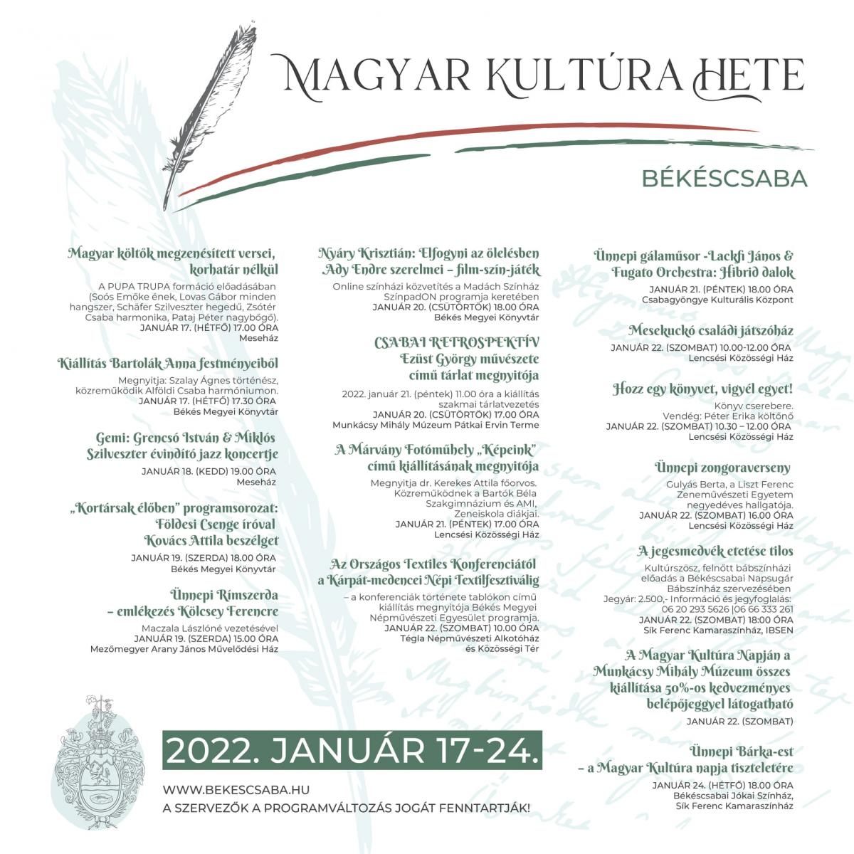 Magyar kultúra hete Békéscsabán 2022