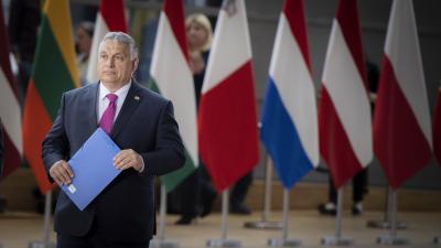 Orbán Viktor Brüsszelben, az EU-csúcson (fotó: MTI/Miniszterelnöki Sajtóiroda/Fischer Zoltán)