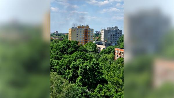 A Lencsési lakótelepről is látni lehetett, hogy ég a lom a szeméttelepen. Fotó: behir.hu