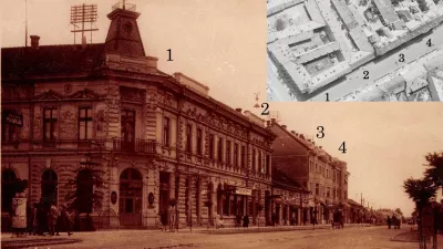 1. Nádor Szálló, 2. Hricz-ház, 3. Szondy-palota, 4. Olasz-Magyar Bank (gallery.hungaricana.hu és fentrol.hu)