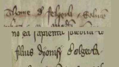 Thome de Felgerla, az 1365. május 16-i oklevélben, DL 5395; valamint filius Dÿonisÿ de Olgerla, az 1355. június 17-i oklevélben, DL 30299