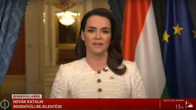 Novák Katalin köztársasági elnök bejelentése az M1-en