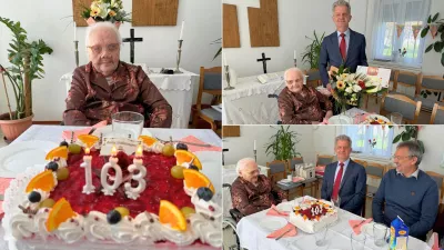 Békéscsaba 103 éves lakóját,  Králik Andrásné Osi nénit köszöntötte Szarvas Péter polgármester. Forrás: Facebook/Szarvas Péter